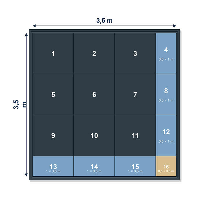 Stallmatta 20 mm, 1 x 1 m, paket för hästbox 3,5 x 3,5 meter