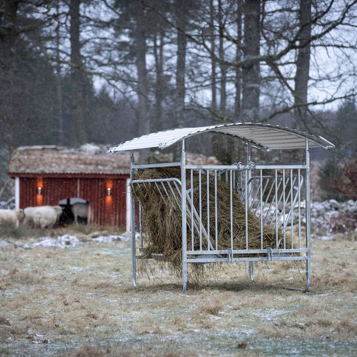 Foderhäck med tak för får