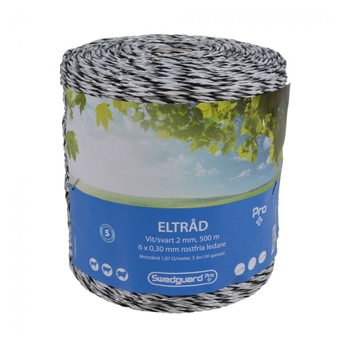 Eltråd Pro+ 2 mm vit/svart 500 m 6x